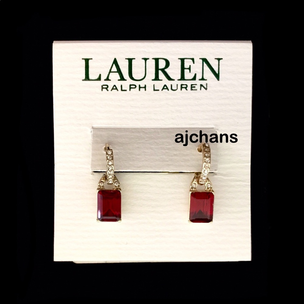 Lauren Ralph Lauren Red Baguette Earrings